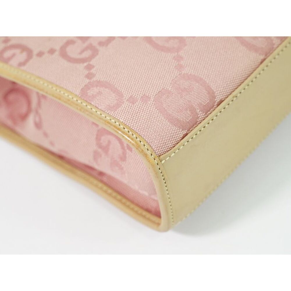 Gucci Jackie 1961 Tote Gg Denim And Leather Pink Canvas Handbag - Picture 7 of 15